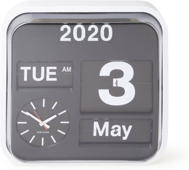 Karlsson Wandklokken Wall Clock Big Flip Casing Wit