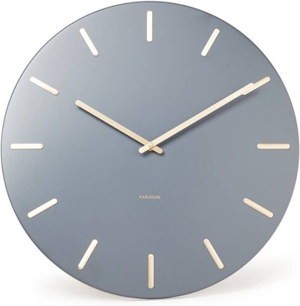 Karlsson Wandklokken Wall clock Charm steel with gold battons Grijs