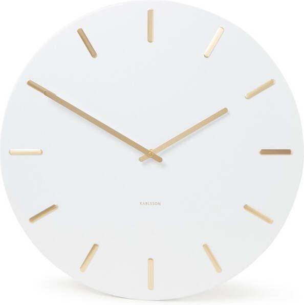 Karlsson Wandklokken Wall clock Charm steel with gold battons Wit