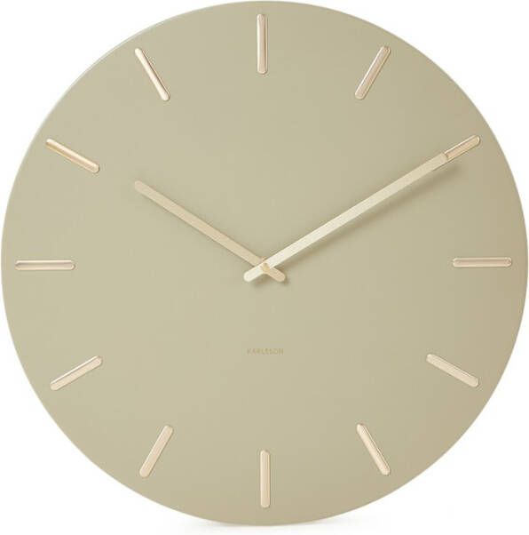 Karlsson Wandklok Charm Olijfgroen Staal Gouden wijzers