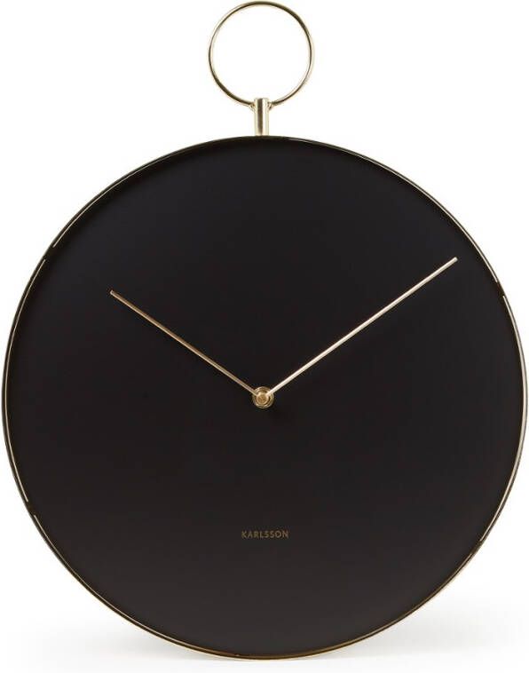 Karlsson Wandklokken Wall Clock Hook Metal Zwart