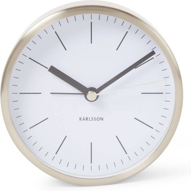 Karlsson Wekkers Alarm Clock Minimal Nickel Case Wit