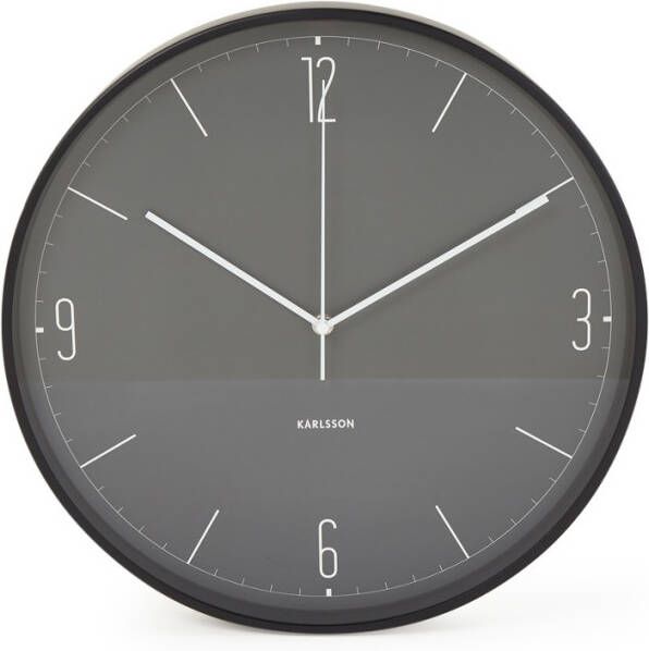 Karlsson Wandklokken Wall Clock Numbers and Lines Iron Zwart