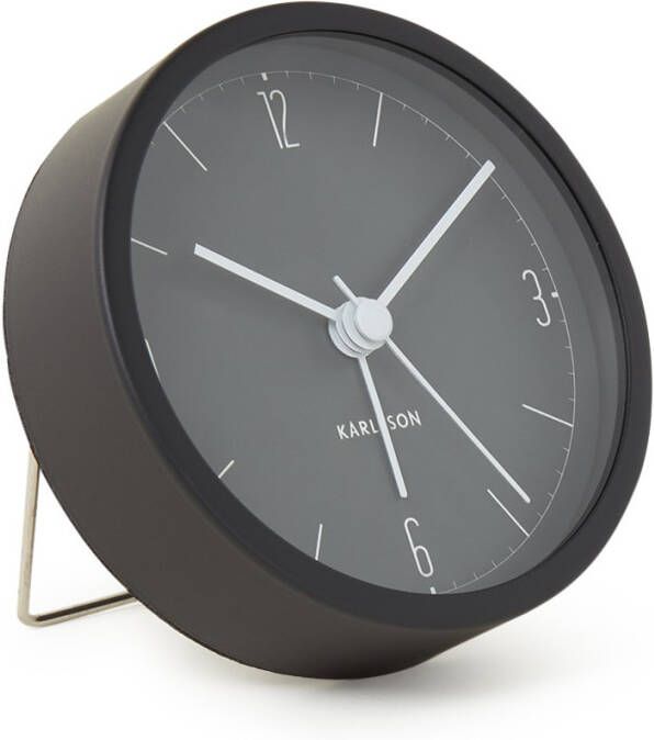 Karlsson Wekkers Alarm Clock Numbers and Lines Iron Zwart