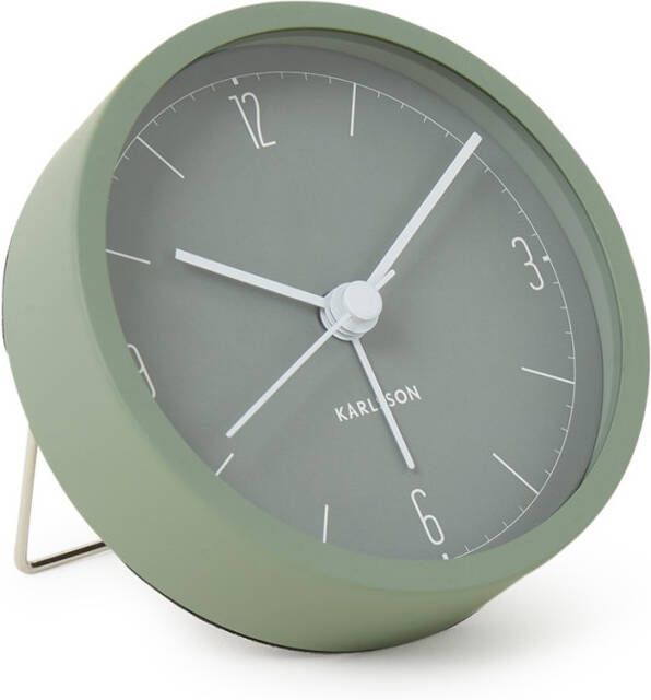 Karlsson Wekkers Alarm Clock Numbers and Lines Iron Groen