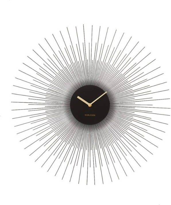 Karlsson Wandklokken Wall Clock Peony Steel Large Zwart