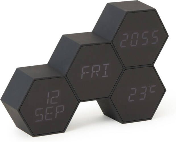 Karlsson Tafelklokken Alarm Clock Six In The Mix Rubberized Zwart