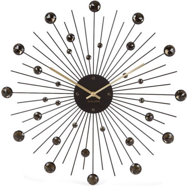 Karlsson Wandklokken Wall clock Sunburst crystal large Zwart