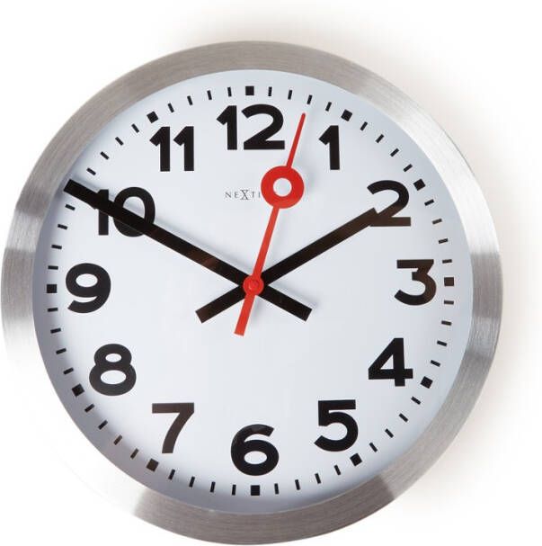 NeXtime Wandklok Dia. 35 Cm, Geborsteld Aluminium, &apos, Station&apos