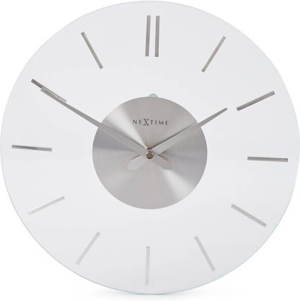 NeXtime Wandklok 26 cm Glas/Aluminium Transparant 'Stripe'