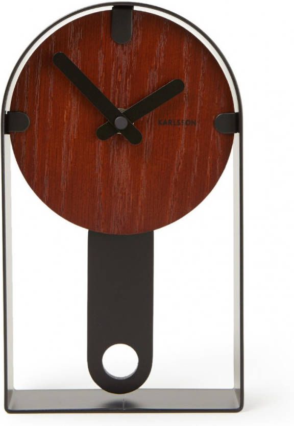 Karlsson Tafelklok Dashed 22 X 13 X 5 Cm Hout/staal Zwart/naturel