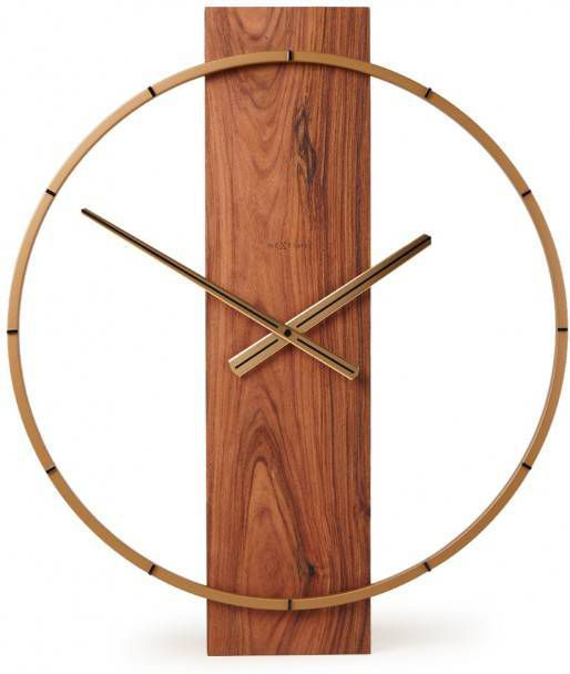 Club Manhattan NeXtime Wandklok 50.8x58.2x4.3cm Hout/Staal Bruin 'Carl'