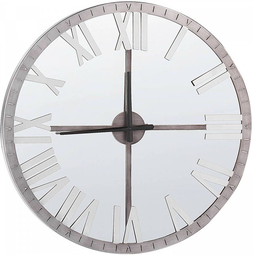 Beliani Comporta Wandklok zilver ijzer, Glas