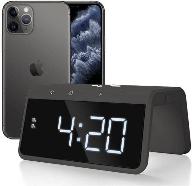 Caliber Digitale Wekker Draadloze Oplader Voor Telefoon Wake Up Light Space Grey(Hcg019qi sg )