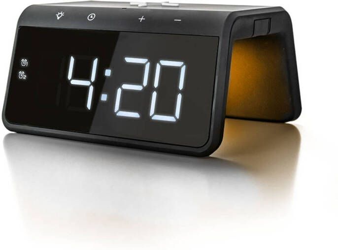 Caliber Digitale Wekker Met Draadloze Oplader Alarmklok Met Wake Up Light Qi technologie(Hcg019qi b )