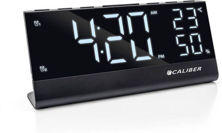 Caliber Digitale Wekkerradio Met Fm Radio Temperatuur En Luchtvochtigheid Dual Alarmklok Groot Display(Hcg023 )