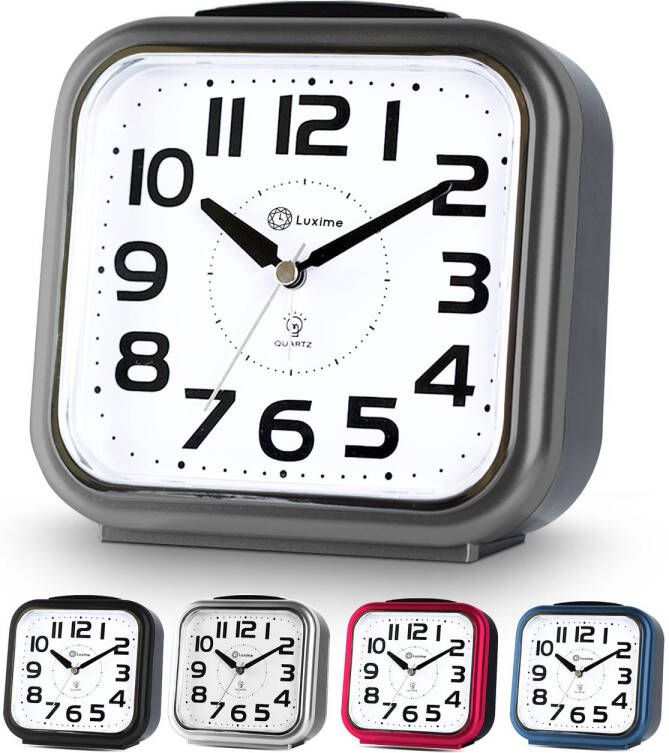 Luxime Wekker Analoog Zonder Tikgeluid Analoge Wekker Senioren Met Alarm Grijs