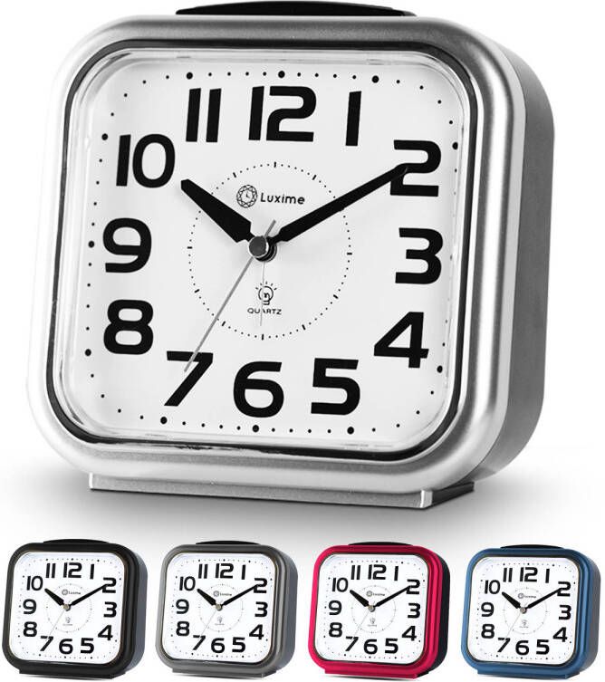 Luxime Wekker Analoog Zonder Tikgeluid Analoge Wekker Senioren Met Alarm Zilver