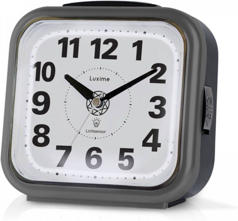 Luxime Wekker Analoog Zonder Tikgeluid Analoge Wekker Senioren Slaapkamer Met Lichtsensor Grijs