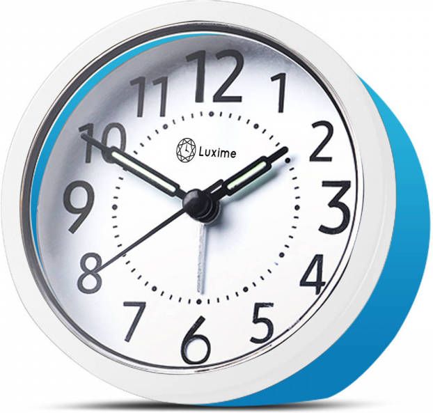 Luxime Wekker Analoog Zonder Tikgeluid Analoge Wekker Senioren Slaapkamer Wit/lichtblauw