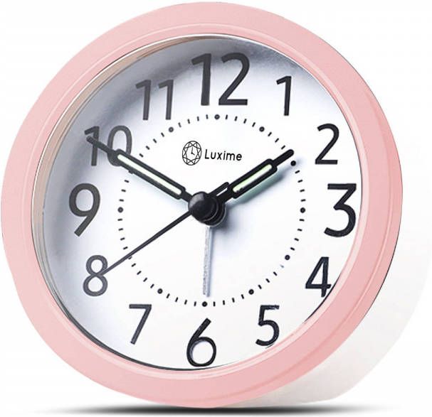 Luxime Wekker Analoog Zonder Tikgeluid Analoge Wekker Senioren Slaapkamer Wit/roze