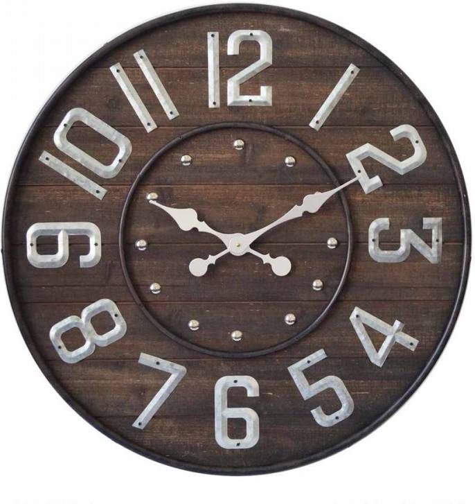 Metal/Wood Clock Barrel 70x5cm