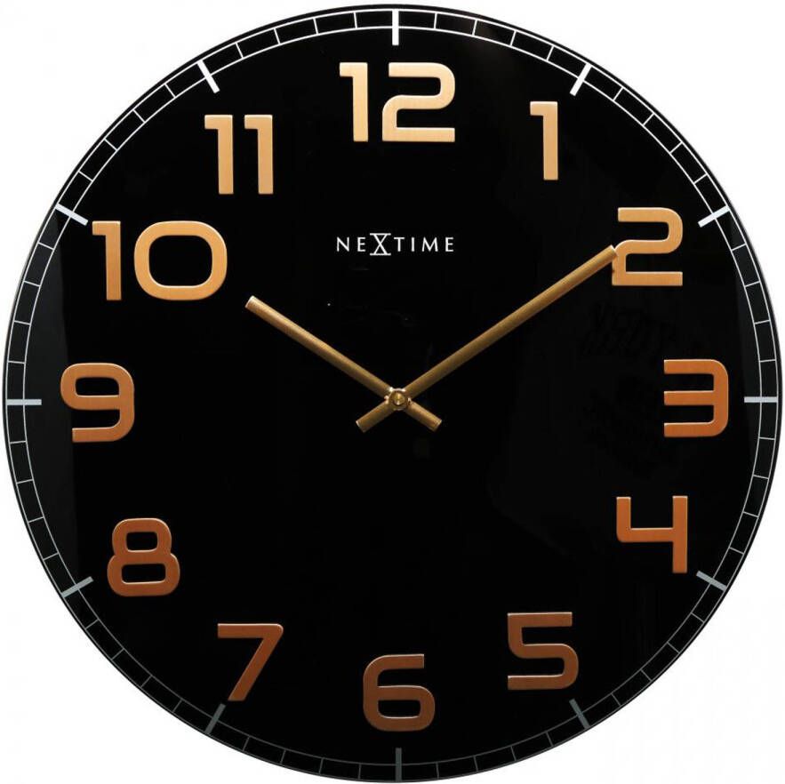 NeXtime Classy Large wandklok zwart/koperkleurig Leen Bakker