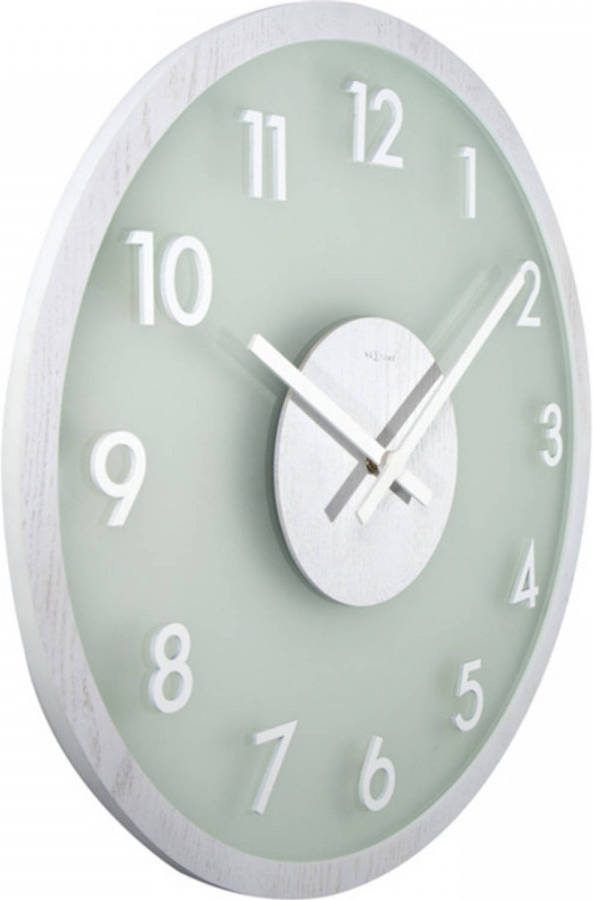 NeXtime Wandklok Dia. 50 Cm, Hout/glas, Wit
