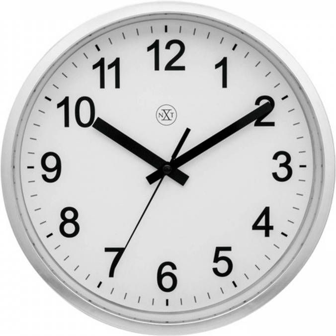 NeXtime Wandklok Robust 25, 5 Cm Zilver/wit