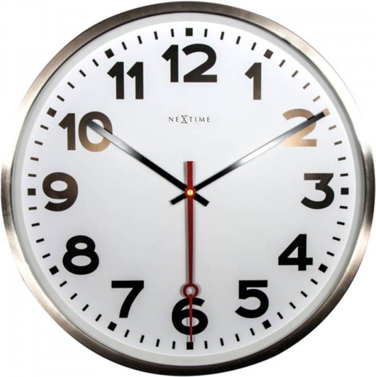 NeXtime Wandklok Dia. 55 Cm, Rvs, &apos, Super Station&apos