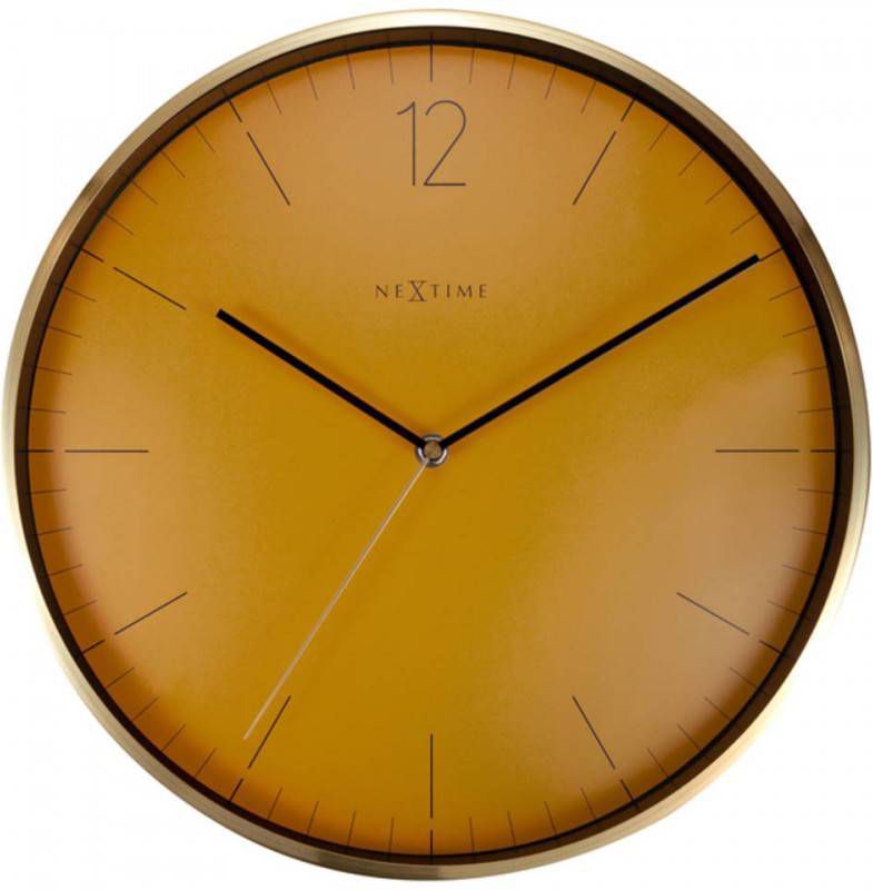 Masskas Wandklok Nextime Essential Gold Dia 34cm Aluminium Wit