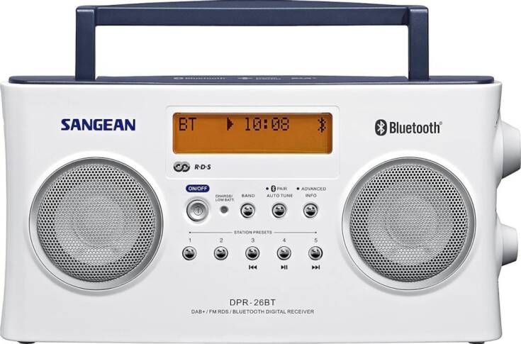 Sangean DPR 26BT Draagbare radio met Bluetooth en DAB+ Wit