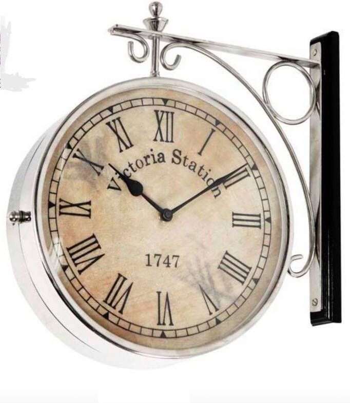 Stationsklok zilver 48 cm