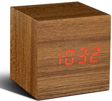 Gingko Cube Click Wekker Teak