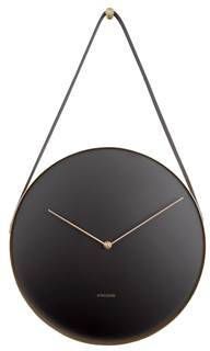 Karlsson Wandklokken Wall clock Belt metal Zwart
