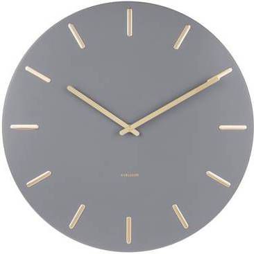 Karlsson Wandklokken Wall clock Charm steel with gold battons Grijs online kopen