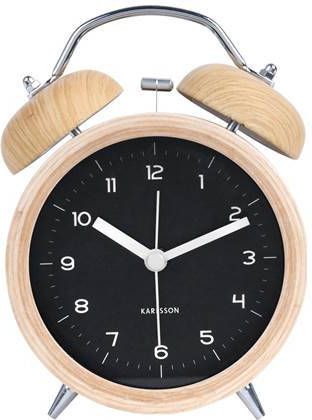 Karlsson Wekkers Alarm Clock Classic Bell Wood Bruin