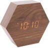 Karlsson Wekkers Alarm clock Hexagon veneer, white LED Bruin online kopen