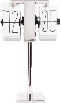 Karlsson Tafelklokken Flip clock No Case Mini chrome stand Wit online kopen