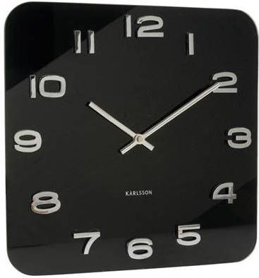 Karlsson Wandklokken Wall clock Vintage glass Zwart