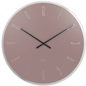 Karlsson Wandklok Mirror Numbers Lichtroze glas Ø40cm