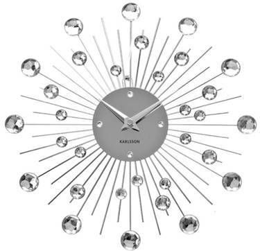 Karlsson Wandklokken Wall Clock Sunburst Crystal Medium Zilverkleurig