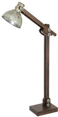 Light & Living Vloerlamp 'Edward' 84x16x125 cm, hout bruin en vintage zilver, kleur Vintage 101 Antraciet
