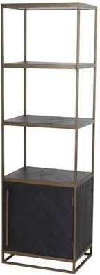 Light & Living Wandkast Chisa Hout Zwart/Antiek Brons 55x40x180 cm