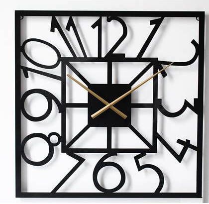 LW Collection Wandklok Senna Ø80cm zwart vierkant