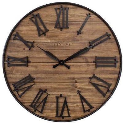 NeXtime - Grote industrial wandklok 50cm Stil Donker