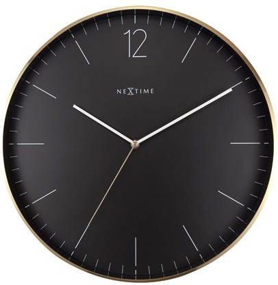 NeXtime Grote Wandklok Zwart/Goud Geen Tikkend Geluid!