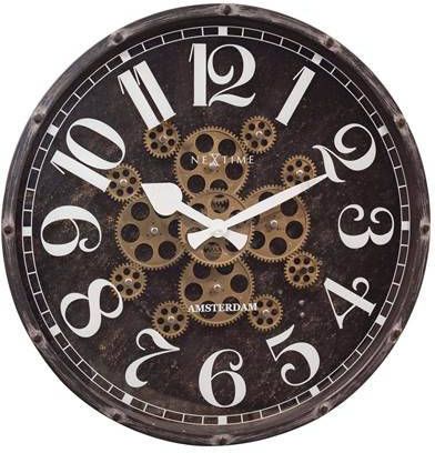 NeXtime Industrial wandklok met bewegende tandwielen 50cm zwart Henry