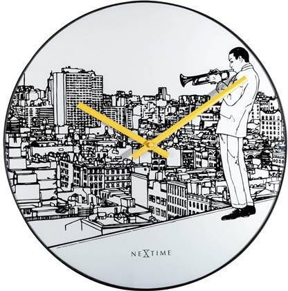 NeXtime Stille Wandklok 40cm Glas/Metaal Wit Trumpet City online kopen