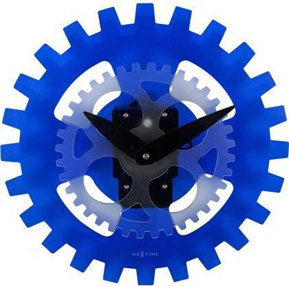 NeXtime Wandklok 35cm Acrylic Bewegend Blauw 'Moving Gears'